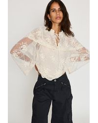 By Anthropologie - Long-Sleeve Cape Lace Blouse - Lyst