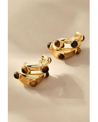 By Anthropologie - Stone Dot Curved Earrings - Lyst