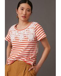Maeve Lace-trimmed Tee - Multicolour