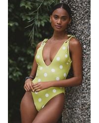 Celandine - Polka-Dot Plunge One-Piece Swimsuit - Lyst