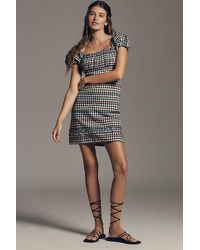 Maeve - Textured Puff-Sleeve Mini Dress - Lyst