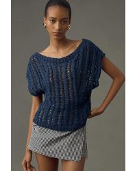 Maeve - Asymmetrical Open-stitch Muscle Sweater Vest - Lyst