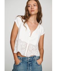 By Anthropologie - Knit Lace-Hem Swing Top - Lyst