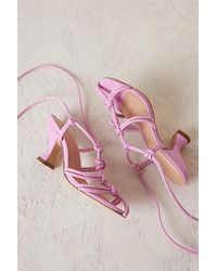 Anthropologie Caged Strappy Lace Up Heels - Pink