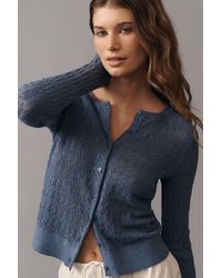 By Anthropologie - Juliet Pointelle Long-Sleeve Cotton-Blend Cardigan - Lyst
