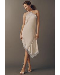 By Anthropologie - Asymmetric Halter Lace Midi Dress - Lyst