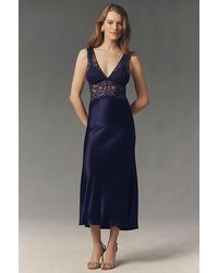 Mare Mare - Lace Satin Sleeveless Midi Slip Dress - Lyst