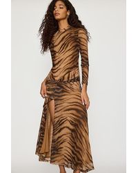 Bardot - Lea Printed Mesh Maxi Dress - Lyst