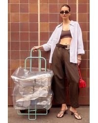 By Anthropologie - Billie Cotton-Linen Barrel Trousers - Lyst