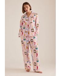 Chelsea Peers - Organic Cotton Deli Stripe Print Long Pyjama Set - Lyst