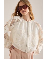 By Anthropologie - Floral Embroidered Bomber Jacket - Lyst