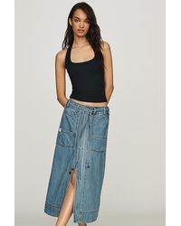 Pilcro - Front-Tie Denim Midi Skirt - Lyst
