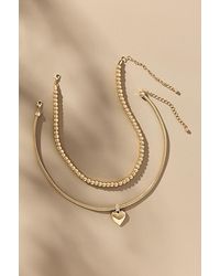 By Anthropologie - Heart Charm Layered Necklaces, Set Of 2 - Lyst