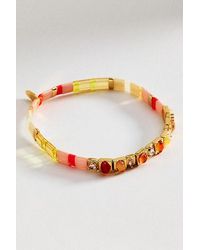 Anthropologie - Colourful Beaded Chicklet Stretch Bracelet - Lyst