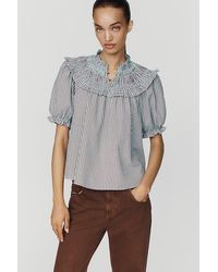 By Anthropologie - Ruffled Puff-Sleeve Blouse - Lyst