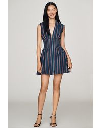 By Anthropologie - The Tommie Cap-Sleeve Smocked Front-Zip Shirt Dress: Stripe Edition - Lyst