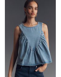 Mare Mare - X Anthropologie Denim Shirred Blouse - Lyst