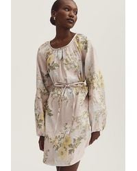 Siempre - Long-Sleeve Scoop-Neck Brocade Mini Dress - Lyst