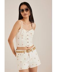 Lee Jeans - Rider Daisy Embroidered Denim Shorts - Lyst