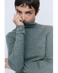 Maeve - 100% Cashmere Ribbed Turtleneck Top - Lyst