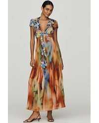By Anthropologie - V-Neck Tie Midi Dress - Lyst
