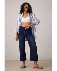 Maeve - The Colette Cropped High-Rise Wide-Leg Jeans By Jeanius Knit Edition - Lyst