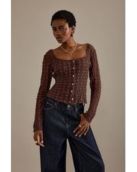 Anthropologie - Long-Sleeve Lace Button-Front Top - Lyst