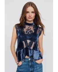 By Anthropologie - Harmony Velvet Lace Peplum Blouse - Lyst