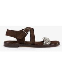 Penelope Chilvers - Mortimer Diamante Suede Sandals - Lyst