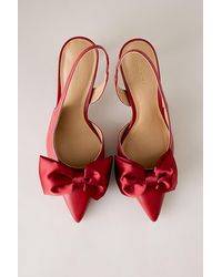 By Anthropologie - Satin Bow Slingback Heels - Lyst