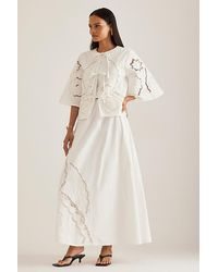By Anthropologie - Cutwork Poplin Tie-Front Blouse - Lyst