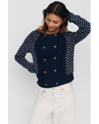 Maeve - Cotton-Wool Blend Double Breasted Cardigan - Lyst