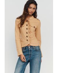 By Anthropologie - 100% Cotton Cropped Military Jacket - Lyst