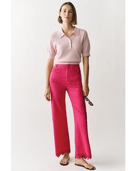 Maeve - The Colette Lace Trim Full-Length Wide-Leg Trousers By - Lyst