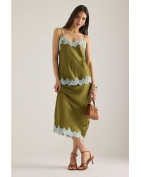 By Anthropologie - Lace Trim Bias Midi Slip Skirt - Lyst