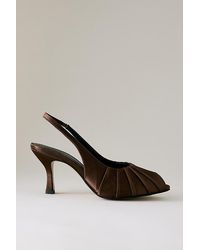 By Anthropologie - Satin Ruched Peep-Toe Heels - Lyst