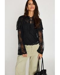 By Anthropologie - Long-Sleeve Cape Lace Blouse - Lyst