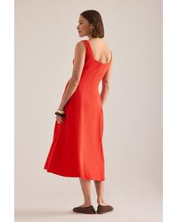 By Anthropologie Embroidered Back-cutout Midi Dress in Grey | Lyst UK