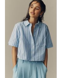 Maeve - Merritt Short-Sleeve Cropped Buttondown Shirt By - Lyst