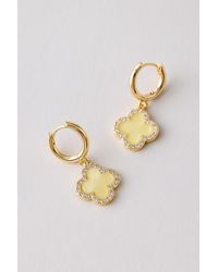 By Anthropologie - Plated Clover Huggie Hoop Earrings - Lyst