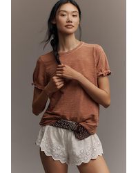 Pilcro - The Bennie Cotton-Slub Crew-Neck T-Shirt By Puff-Sleeve Edition - Lyst