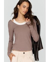 By Anthropologie - 100% Cotton Layered Ribbed Top - Lyst