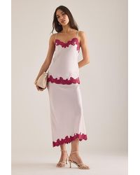 By Anthropologie - Lace Trim Bias Midi Slip Skirt - Lyst