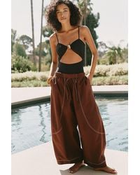 Celandine - Cotton-Linen Barrel Leg Trousers - Lyst
