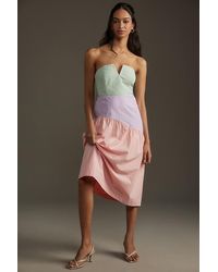 Maeve - Colourblock Strapless Midi Dress - Lyst