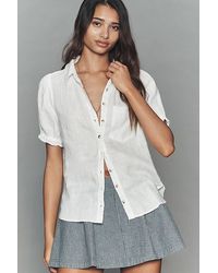 Pilcro - Aly 100% European Linen Puff-Sleeve Blouse - Lyst