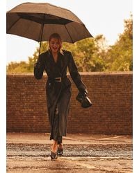 By Anthropologie - Pinstripe Hourglass Wool-Blend Coat - Lyst