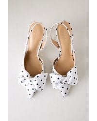 By Anthropologie - Polka Dot Satin Bow Slingback Heels - Lyst