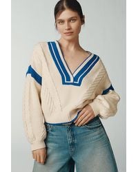 Maeve - V-Neck Cable Pullover Jumper - Lyst