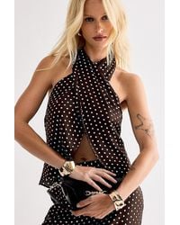 Maeve - Wrap Satin Halter Neck Top - Lyst